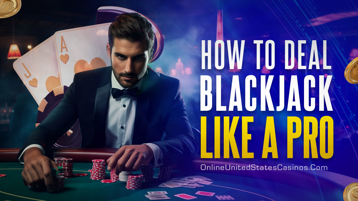 blog featured an image displaying the title "How to deal blackjack like a pro" beside an image of a blackjack dealer holding cards and chips. 